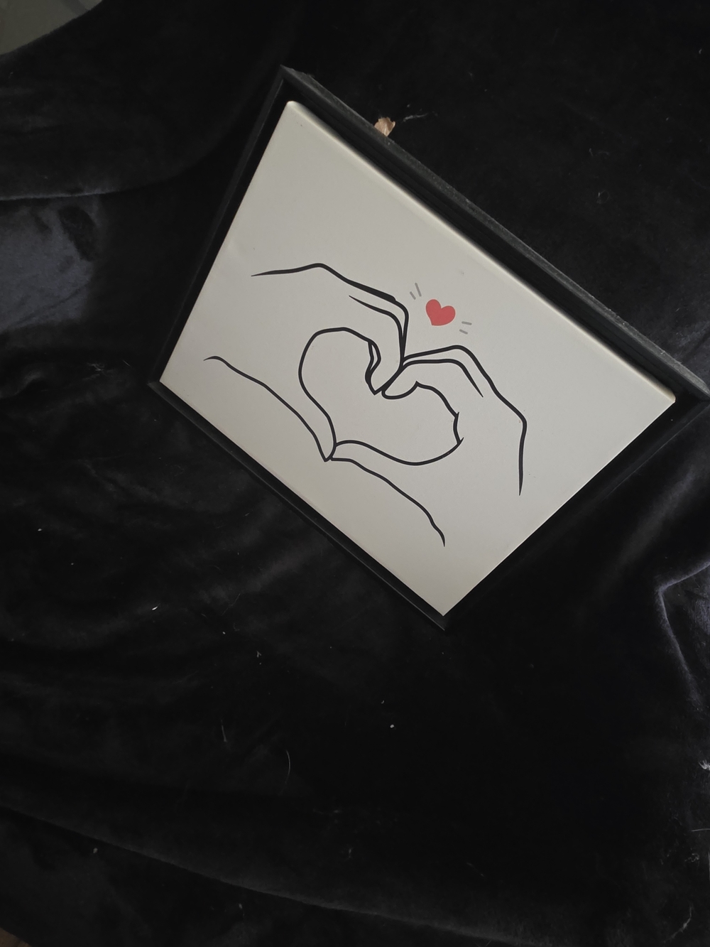 Heart Hands Framed Wall Art - Black, White & Red